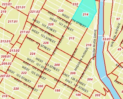 Census tracts in Harlem