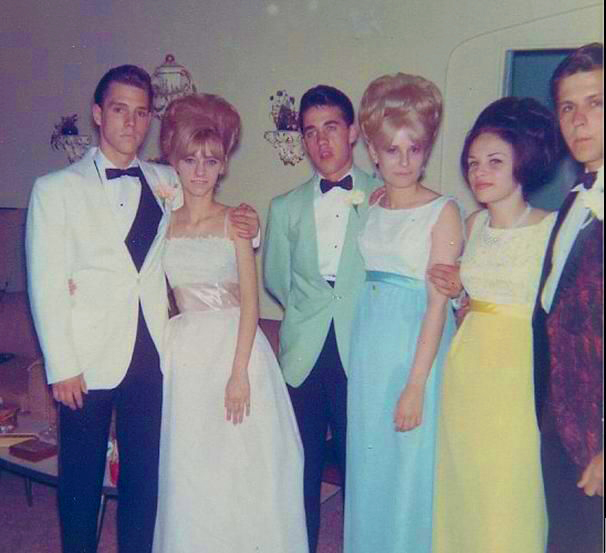 three high school student couples, before the prom, in 1960